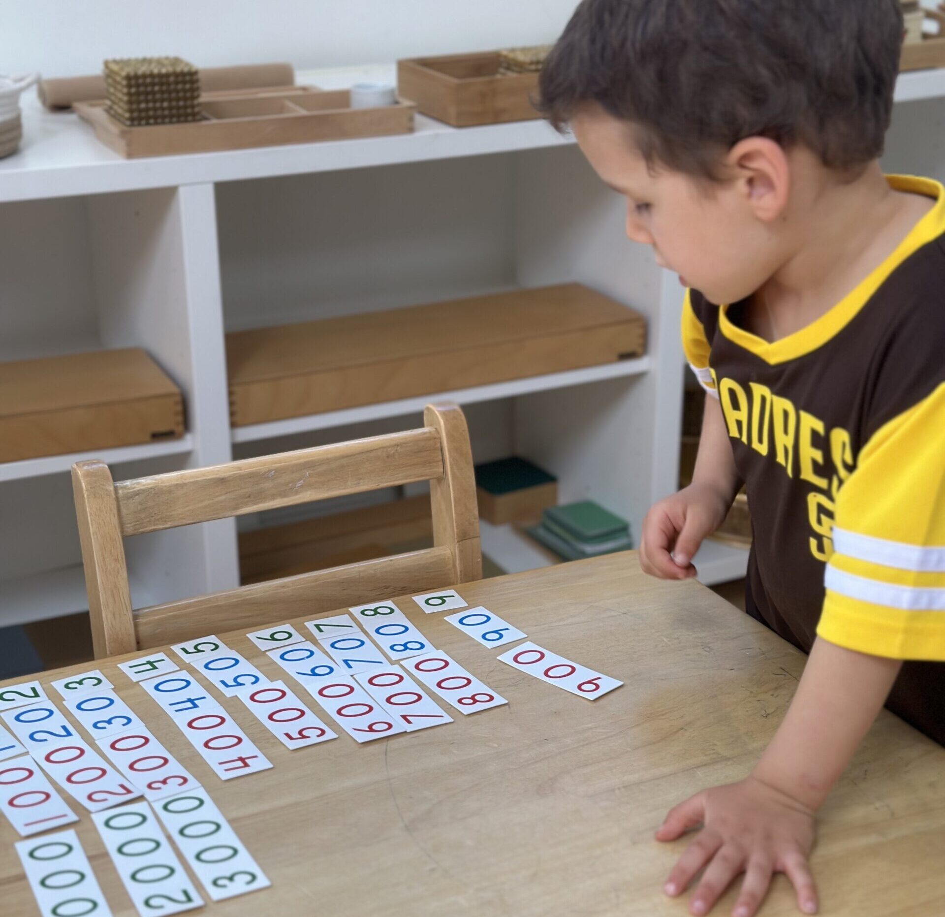 Montessori Child Giving Parents a Math Lesson at La Jolla Montessori School