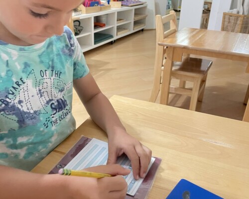 Primary Handwriting on Paper at La Jolla Montessori