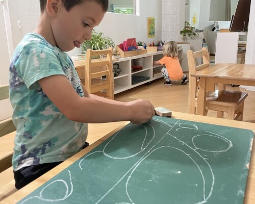 Primary Handwriting with Chalk at La Jolla Montessori