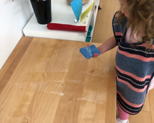 Toddler Independence Cleaning Desk Independently girl 3