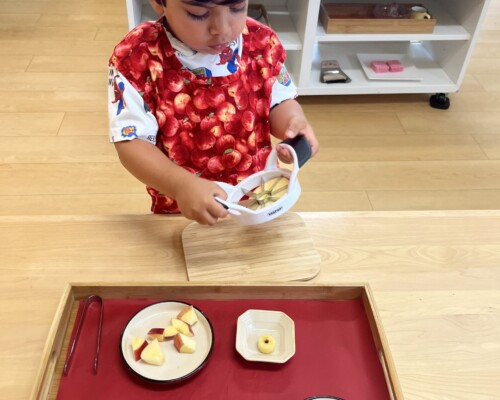 Toddler Practical Life Preparing Snack at La Jolla Montessori
