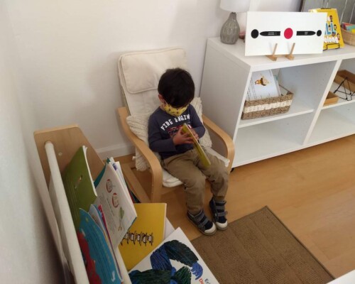 Toddler reading independently