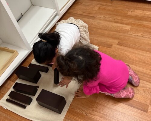 Learning to work with a partner at La Jolla Montessori